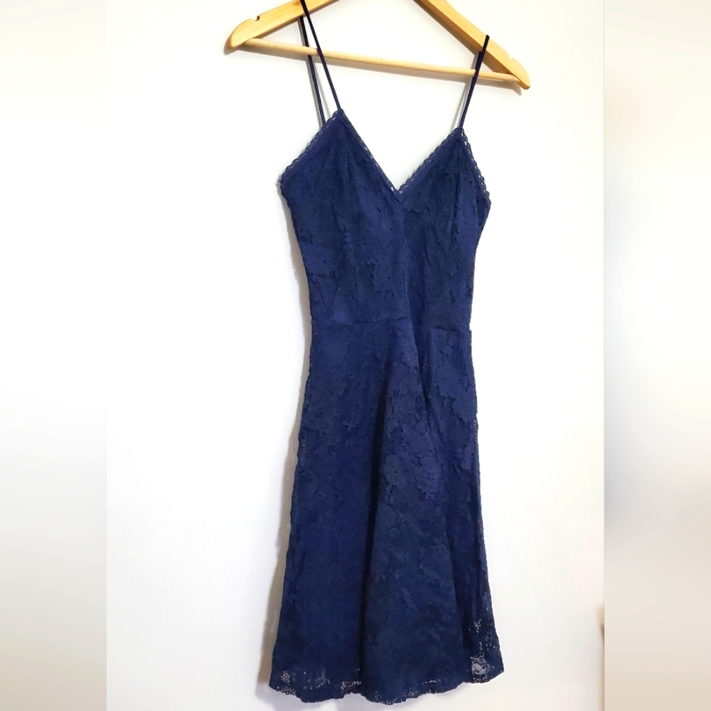 Olive Tree Lace Overlay Back Cutout Dress